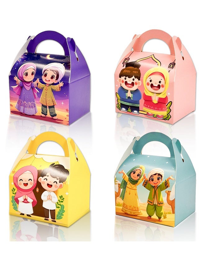 24 Pack Eid Mubarak Party Favor Boxes Lovely Muslim Ramadan Decorations Cartoon Print Goodie Candy Bags Goody Favor Gift Bags for Kids Boys Girls, Muslim Islamic Eid Iftar Diwali Party Supplies - Image 1