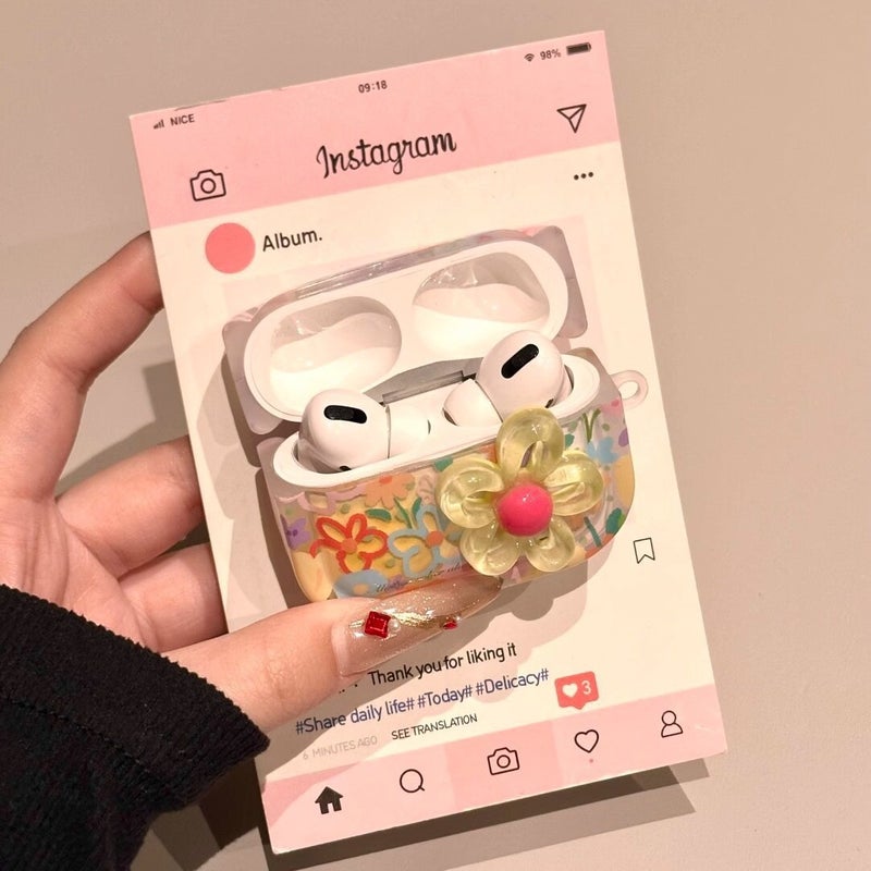 Cartoon Summer Flower TPU Earbud Case with Optional Pendant, Full Protective Portable Design for AirPods 1/2, Pro, 3, Pro 2, 4, Pro 3 - Image 5