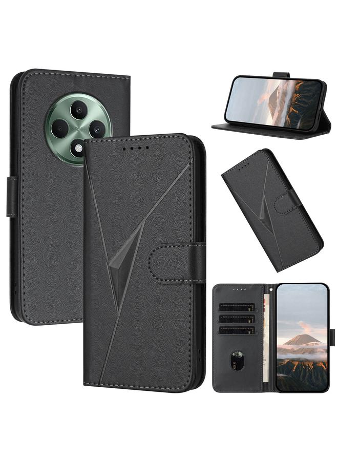erorex Case For OPPO Reno12 F 4G Triangle Pattern Buckle Clasp Leather Phone Case - Image 1