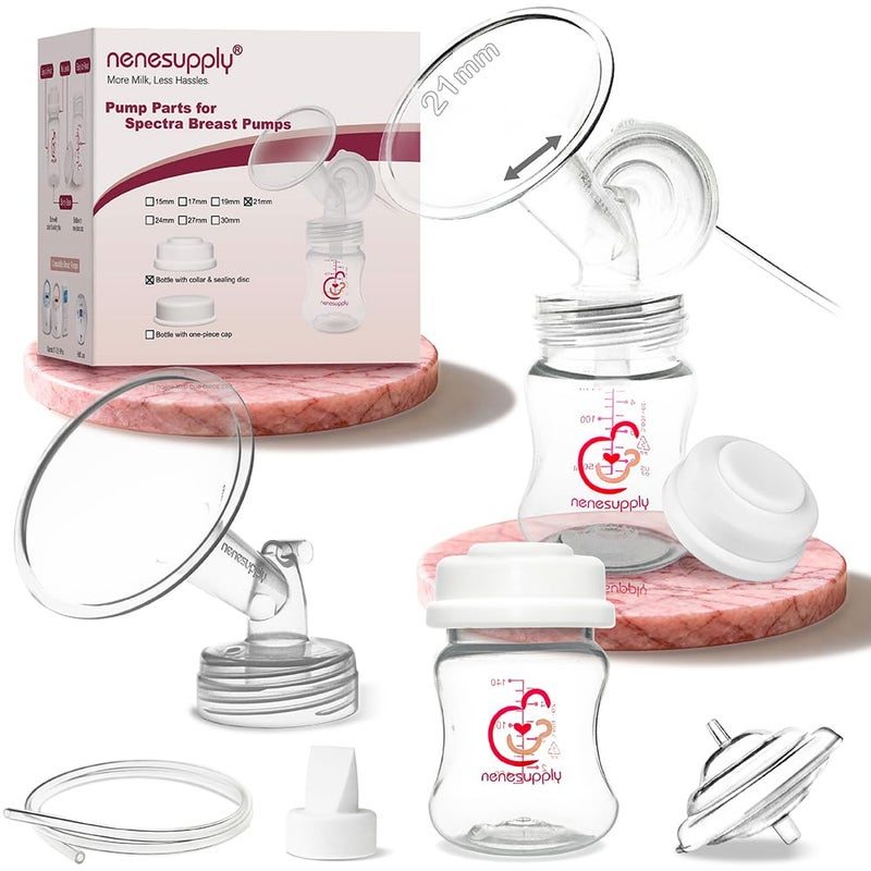 Nenesupply Pump Parts Compatible with Spectra S2 S1 9 Plus Breast Pump to Replace Spectra Pump Parts S2 Accessories Flange 21mm Duckbill Valve Tubing Bottles Backflow Protector - Image 1