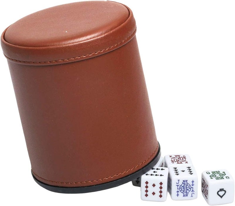 Bc Toptan Leatherette Dice Cup with Poker Dice, Felt Lining Quiet Shaker for Playing Yahtzee/Farkle/Liars Dice, - Image 3