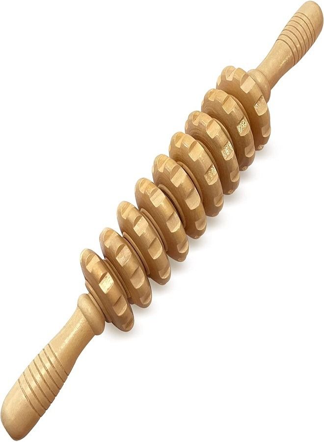 Wooden Massage Roller Handheld Cellulite Sore Trigger Points with 9 Balls - Image 1