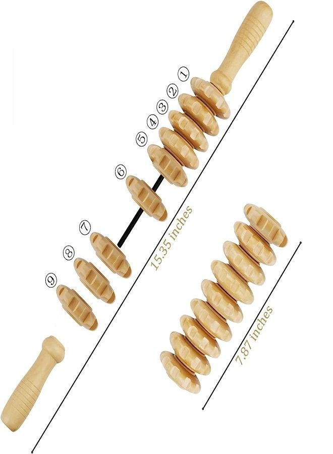 Wooden Massage Roller Handheld Cellulite Sore Trigger Points with 9 Balls - Image 2