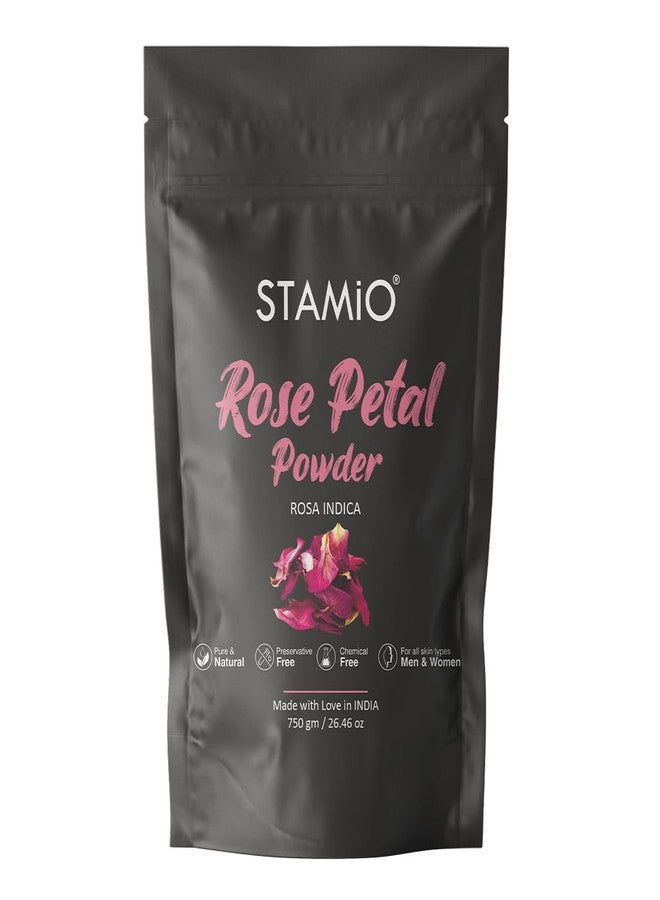 STAMIO Rose Petal Powder 750 gm for Face Pack, Skin Care, Mask, Bath, Glowing, Facial, Tanning | Sun Dried Gulab Patti | Natural Rosa indica | Suitable For All Skin Types Men & Women | In Pouch 26.46 oz - Image 1