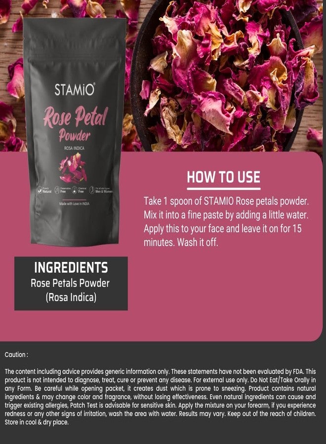 STAMIO Rose Petal Powder 750 gm for Face Pack, Skin Care, Mask, Bath, Glowing, Facial, Tanning | Sun Dried Gulab Patti | Natural Rosa indica | Suitable For All Skin Types Men & Women | In Pouch 26.46 oz - Image 3