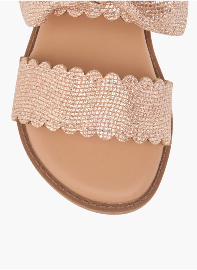 JUNIORS Girls Bow Applique Sandals With Hook And Loop Closure  - Image 3