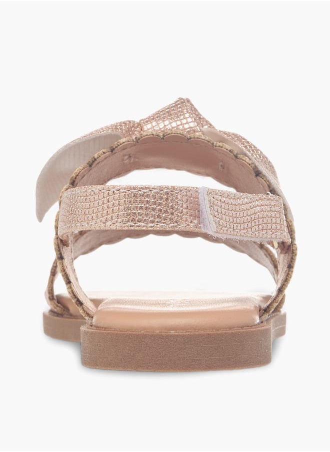 JUNIORS Girls Bow Applique Sandals With Hook And Loop Closure  - Image 4