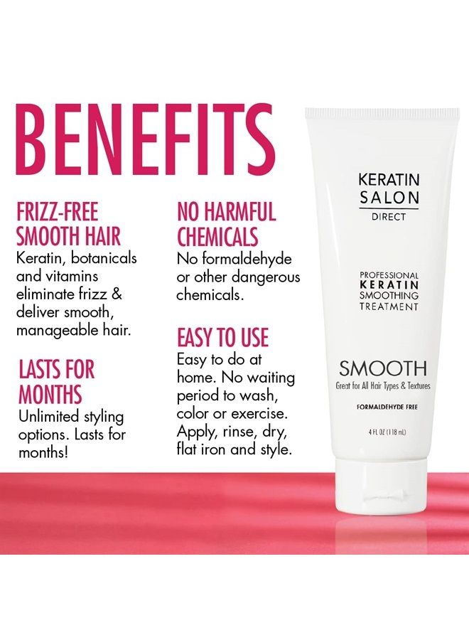 Keratin Salon Direct علاج الشعر بالكيراتين، 4 أونصة | التحكم في التجعد، خالٍ من الفورمالديهايد، جودة الصالون، علاج تنعيم الشعر، طويل الأمد، علاج الشعر بالكيراتين (عبوة واحدة) - Image 2