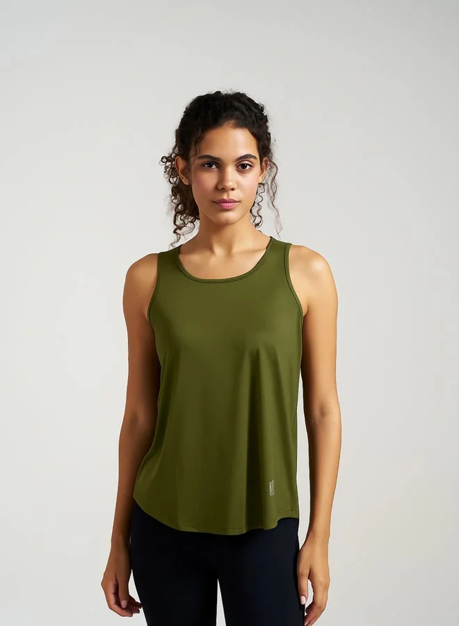 مونس آند مارس بلوزة نسائية زيتونية بكسرات صندوقية