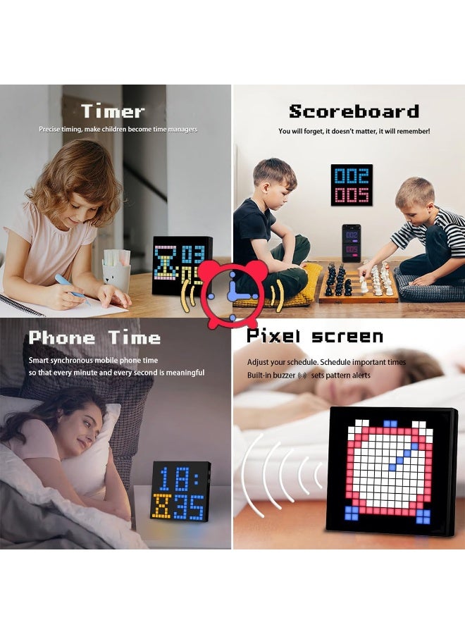 XiuWoo LED Pixel Display, 16x16 Pixel Art DIY Display Screen Matrix Panel with Fun Text and Digital Clock, RGB Cool Smart Led Display APP Control Creative Animation for Kids Adults Gaming Room Decor - Image 5