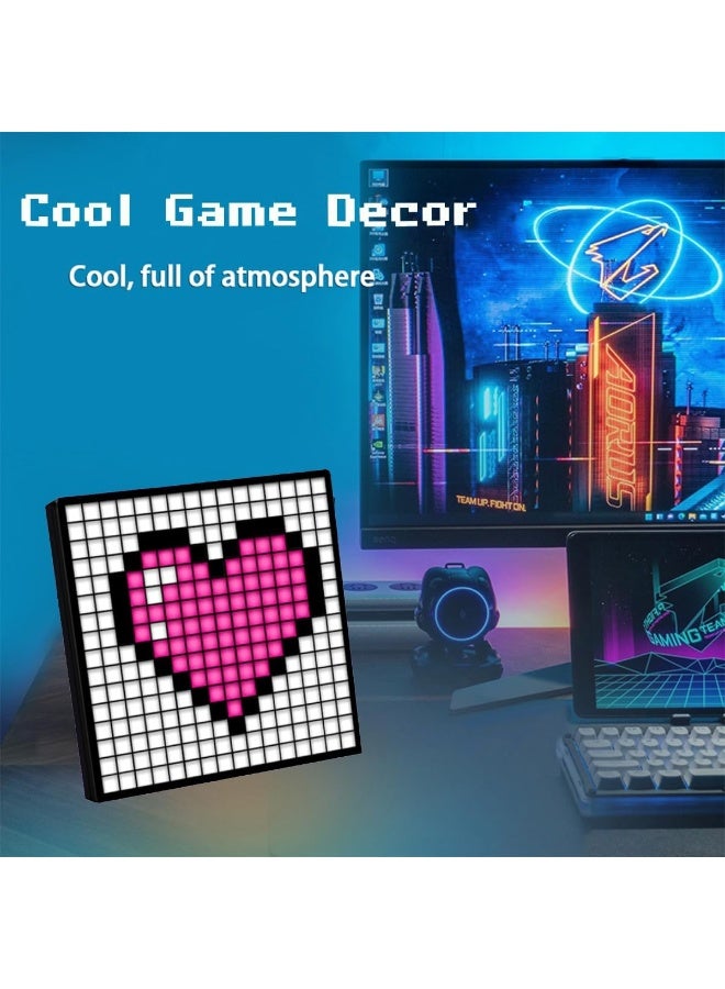 XiuWoo LED Pixel Display, 16x16 Pixel Art DIY Display Screen Matrix Panel with Fun Text and Digital Clock, RGB Cool Smart Led Display APP Control Creative Animation for Kids Adults Gaming Room Decor - Image 3