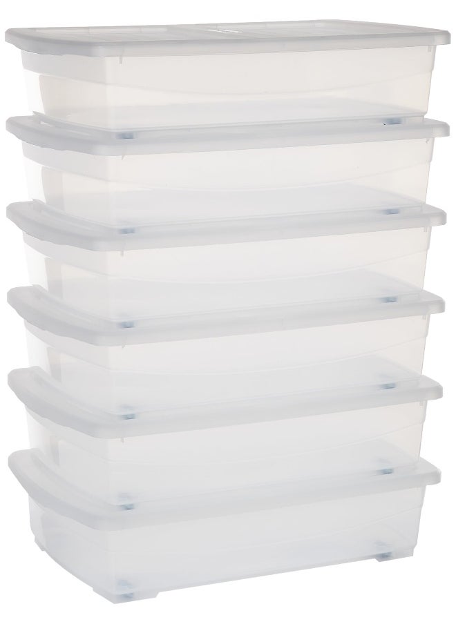 Cosmoplast 25L Clear Plastic Storage Set of 6 Box with Wheels & Lockable Lid  - Image 1