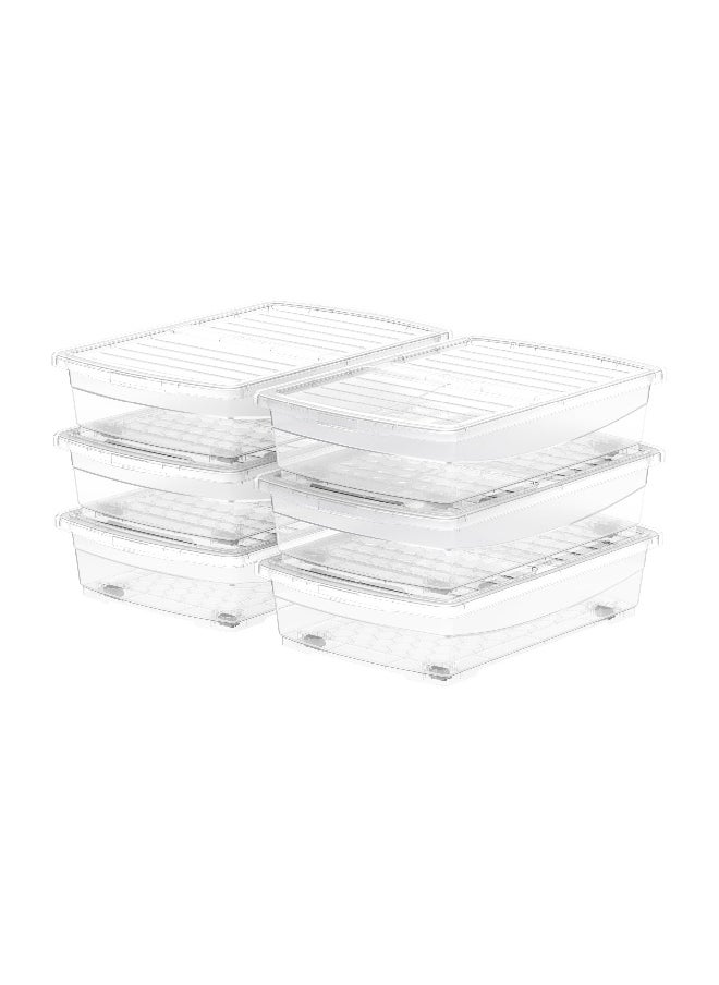 Cosmoplast 25L Clear Plastic Storage Set of 6 Box with Wheels & Lockable Lid  - Image 2