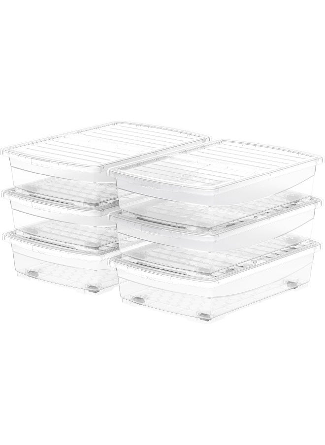 Cosmoplast 25L Clear Plastic Storage Set of 6 Box with Wheels & Lockable Lid  - Image 3