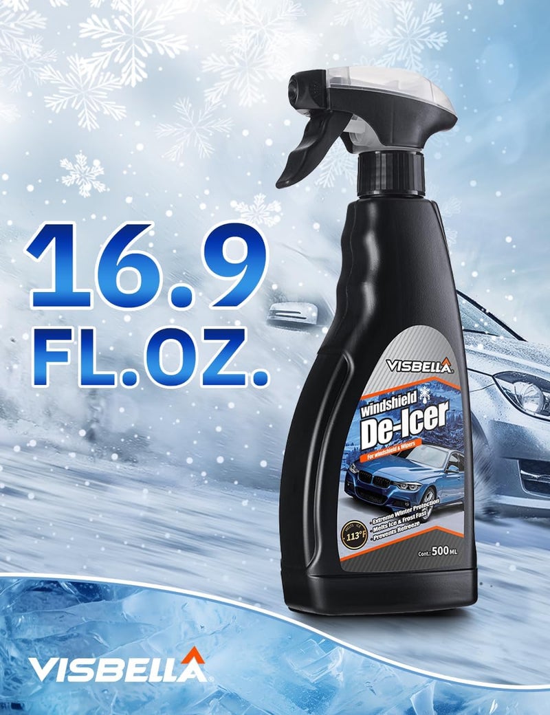 Visbella De-Icer Spray for Windshield & Wipers Extreme Winter Protection Melts Ice & Frost Fast Prevents Refreeze (-113℉, 16.9 Fl.Oz.) - Image 2