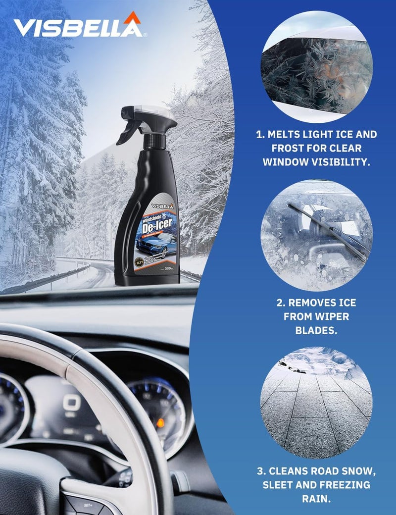 Visbella De-Icer Spray for Windshield & Wipers Extreme Winter Protection Melts Ice & Frost Fast Prevents Refreeze (-113℉, 16.9 Fl.Oz.) - Image 4