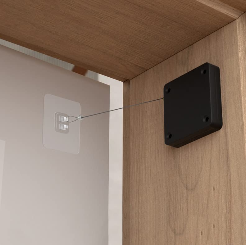 APURK Door String Steel Rope Closer DIY Tool with Screw Option Punch Free Self Adhesive Retractable Automatic Closing Sliding Sensor Closer Residential Multi Functional Auto DrawstringPack of 1 - Image 1