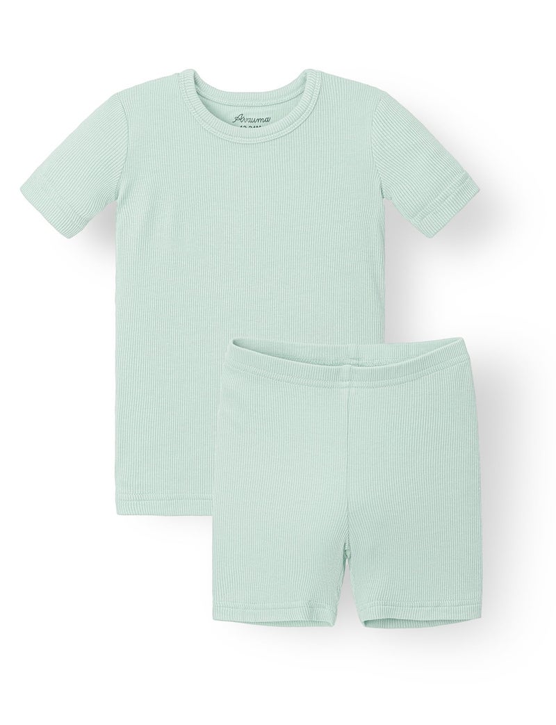 AVAUMA Newborn Baby Little Boys Girls Snug-Fit Pajamas Summer Short Sets Pjs Kids Clothes (M/Mint) - Image 1