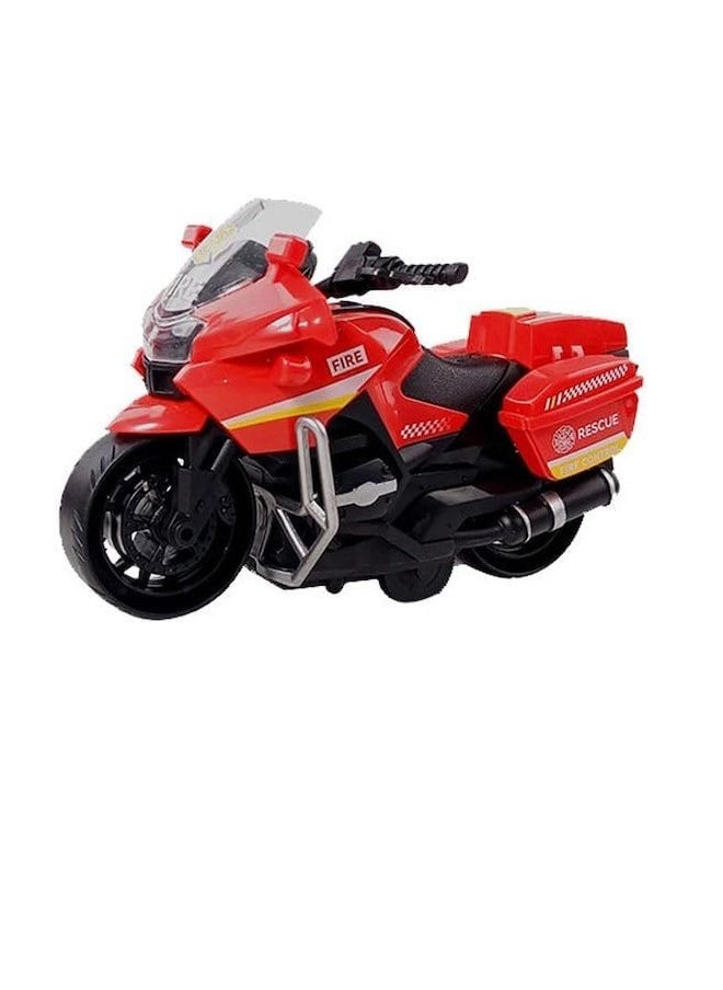 die cast Fire Rescue Motorcycle,Pull Back Motorcycle Toy, 1:12 Motorcycle Model for Kids,Pull Back Motorcycle - Emergency Vehicle Design Toys (Red & Black)  - Image 1