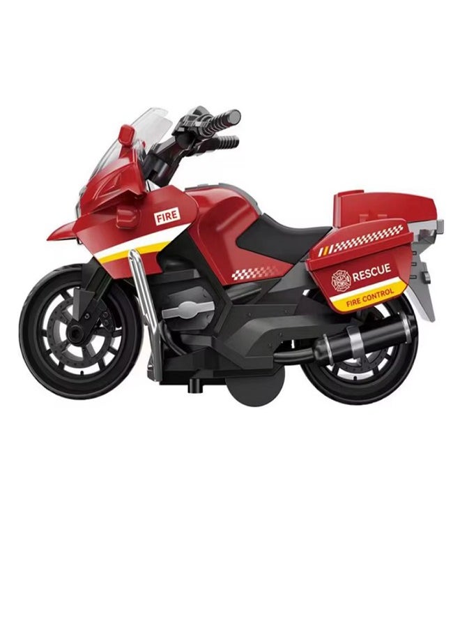 die cast Fire Rescue Motorcycle,Pull Back Motorcycle Toy, 1:12 Motorcycle Model for Kids,Pull Back Motorcycle - Emergency Vehicle Design Toys (Red & Black)  - Image 2