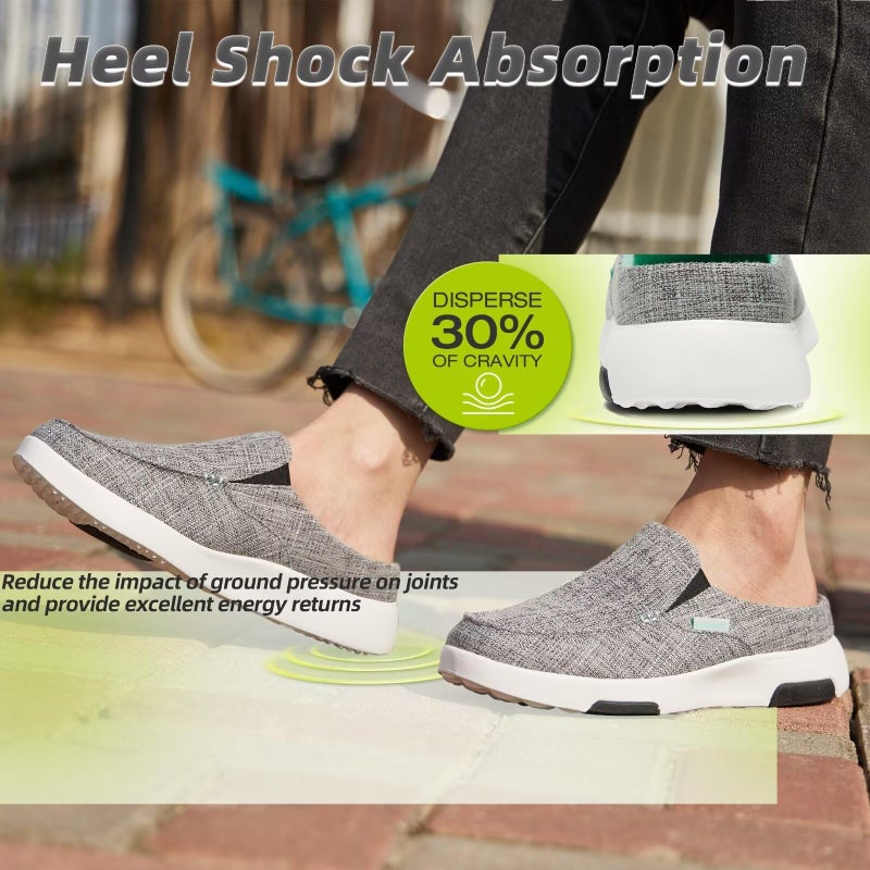OrthoComfoot Women's Orthopedic Slip-On Loafers Slippers Shoes: Slip-On Walking Shoes with Arch Support, Chousion Slippers for Achilles Tendonitis Grey Green Size 8.5 - Image 3