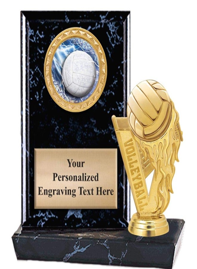 Crown Awards 6"X6" Volleyball Fireball Plaque Award, Volleyball Glitz Trophy with Custom Engraving - Image 1