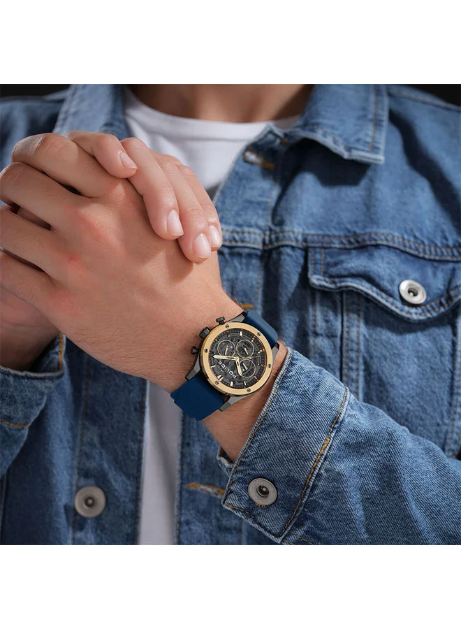 Police  Men's Knotty Gunmetal Dial Navy Silicone Strap Multifunction Watch for Men - 42mm for Men | Best Price UAE