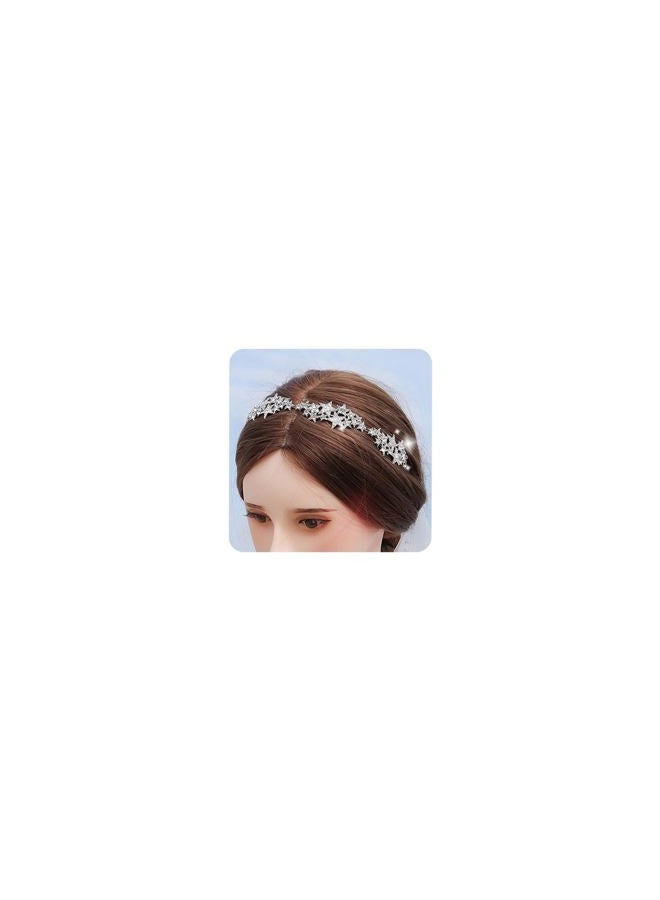 Aimimier Bridal Crystal Star Tiara Crown Rhinestone Headband for Wedding Prom Party Hair Jewelry for Women - Image 1