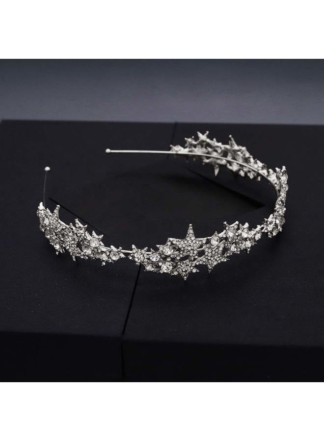 Aimimier Bridal Crystal Star Tiara Crown Rhinestone Headband for Wedding Prom Party Hair Jewelry for Women - Image 5