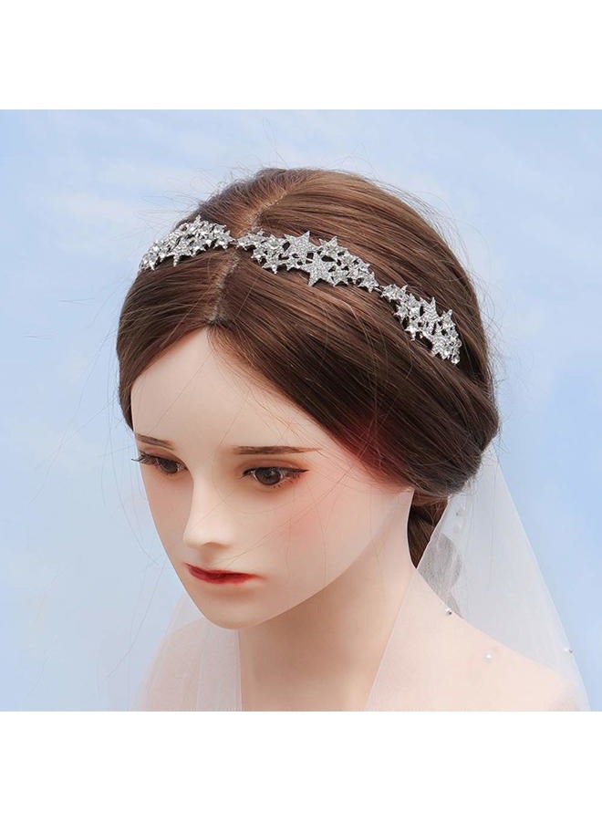 Aimimier Bridal Crystal Star Tiara Crown Rhinestone Headband for Wedding Prom Party Hair Jewelry for Women - Image 3