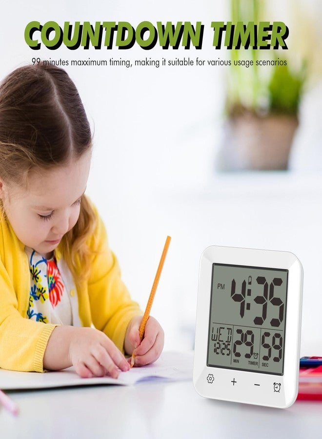 Wisoee Digital Bathroom Shower Clock Waterproof Countdown Timer Kitchen Wall Clock with Touch Screen Temperature LCD Display Suction Cup Hanging Hole Stand for Kids and Adults - Image 5