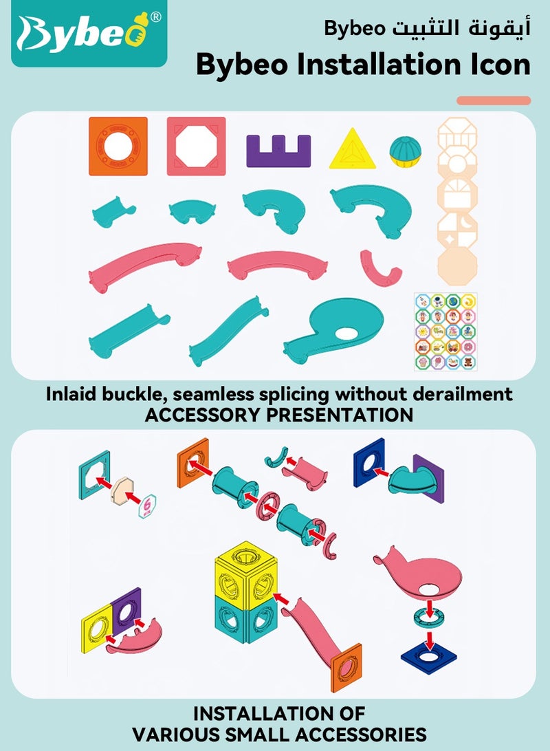 بيبو مجموعة من 111 قطعة من البلاطات المغناطيسية الخفيفة، مجموعة ألعاب بناء للأطفال، مكعبات بناء ملونة للمسارات، ألعاب تعليمية ثلاثية الأبعاد واضحة STEM، ألغاز مغناطيسية وبلاطات تكديس للأطفال من عمر 3 و4 و5 و6 و7 و8 و10 سنوات فما فوق - Image 5