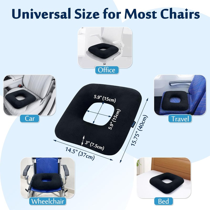 AOSSA Donut Pillow, Butt Cushion for Long Sitting, Bed Sore Pressure Relief Seat Cushions for Butt, Postpartum, Hemorrhoid Tailbone Hip Pain, BBL After Surgery for Sleeping, Portable Chair Cushion Pad - Image 5
