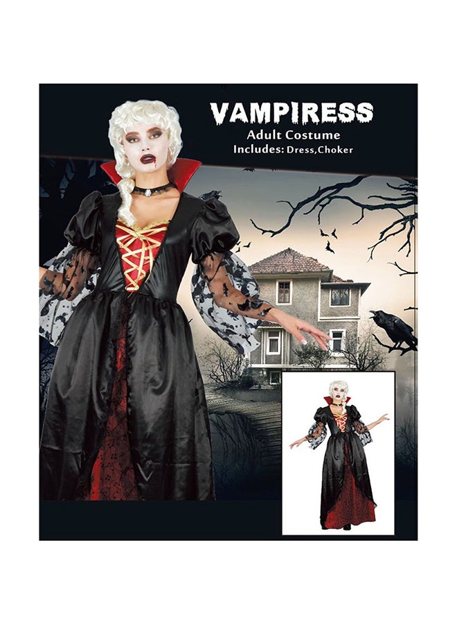 Elegant Vampiress Adult Halloween Costume with Dress & Choker – Standard Size - Image 2