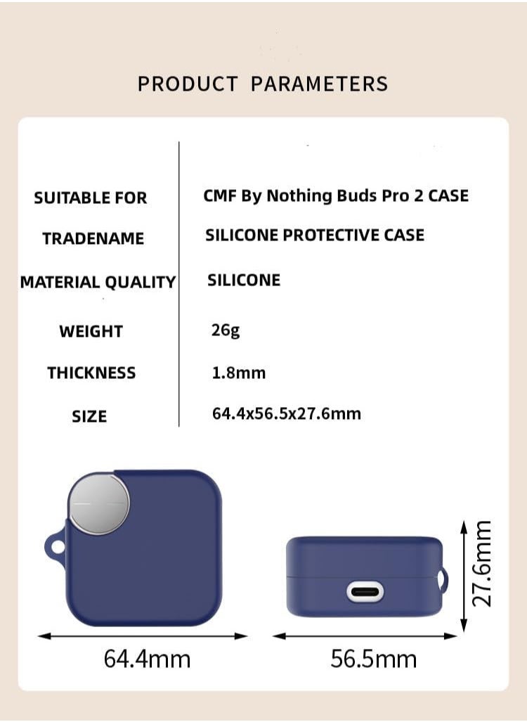 Case Compatible with CMF By Nothing Buds Pro 2 2024, Protective Case with Hook, Portable Hard Case, Shockproof Protection -blue
