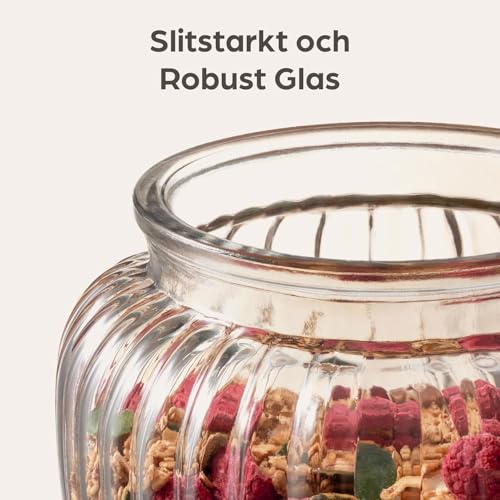 bellemax 500ML Clear Glass Storage Jar With Air Tight Glass Lids- Airtight Food Jars Glass Kitchen Containers For Pantry, Pickle Jar, Sugar Pasta Cereal Flour Sugar Storage Jar (BM-06, Set of 2) - Image 3