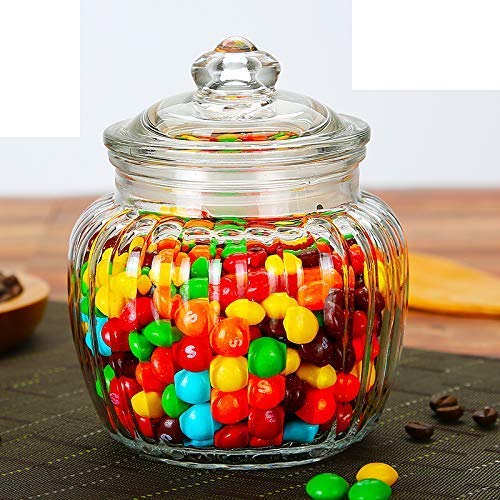 bellemax 500ML Clear Glass Storage Jar With Air Tight Glass Lids- Airtight Food Jars Glass Kitchen Containers For Pantry, Pickle Jar, Sugar Pasta Cereal Flour Sugar Storage Jar (BM-06, Set of 2) - Image 1