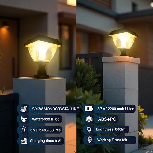 Homehop Solar Light Outdoor Home Waterproof Decorative Automatic Wireless LED Gate Lamps for Pillar, Boundary, Compound, Wall (ABS+PC, Multicolour) - Image 2