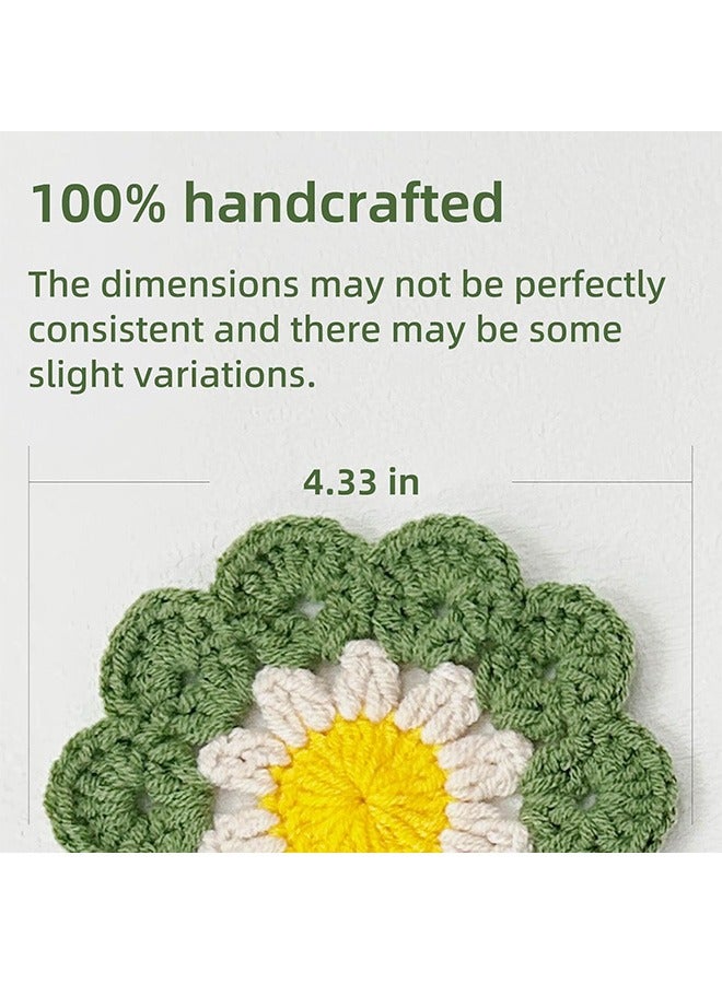 3 PCS Handmade Flower Crochet Coasters -Tea Coaster Cup Mats Plant Pot Coaster Set Fun Soft Decorative Coasters for Tabletop Protection Home Decor - Image 2