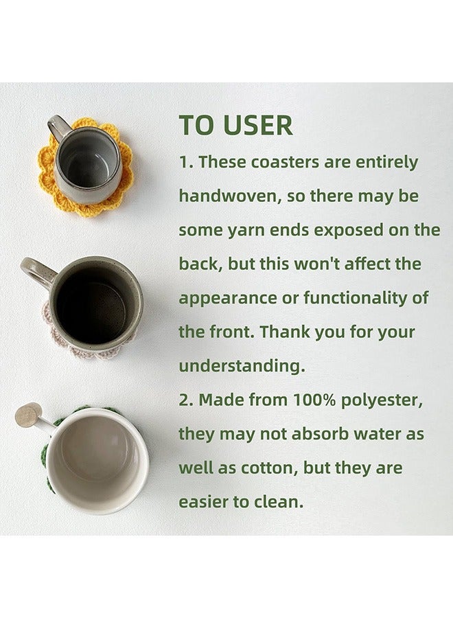 3 PCS Handmade Flower Crochet Coasters -Tea Coaster Cup Mats Plant Pot Coaster Set Fun Soft Decorative Coasters for Tabletop Protection Home Decor - Image 4