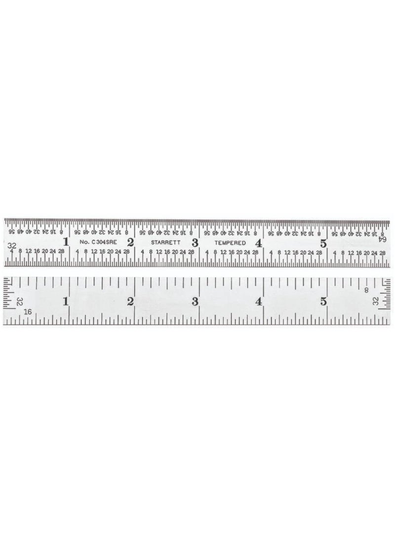 Starrett Starrett Semi Flexible Steel Rule with Satin Chrome Finish Quick Reading and Inch Graduations  6 Length 4R Graduation Type 150 Thickness  C304SRE6  - Image 1