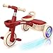 SEREED Colorful Lighting Toddler Tricycle for 25 Years Old Boys Girls Adjustable SeatHandlebar Trike Removable Basket Birthday Gift Idea for Kids Ages 2 Red - Image 2