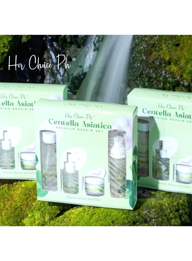 Her Choice Ph Centella Repair and Renewal Set – Daily Hydration and Skin Recovery Collection Refresh your skincare regimen with a carefully curated set featuring Centella-powered formulas. Helps reduce the appearance of dryness, support skin barrier function, and promote smoother, healthier-looking skin. Perfect for daily self-care and maintaining a naturally radiant complexion. - Image 1
