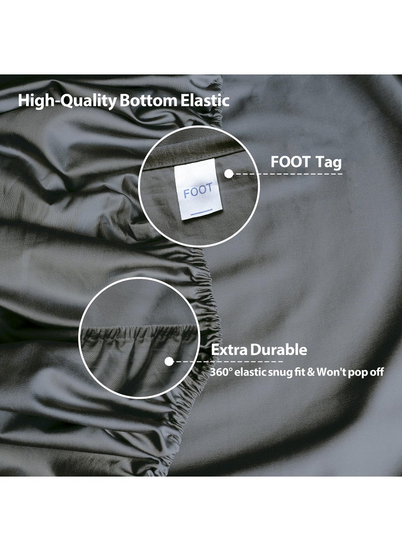 Shunjie.Home 2-Pack Pure Cotton Fitted Sheet Full Size  600 Thread Count 16"" Deep Pocket Egyptian Cotton Fitted Sheet (2pcs  Full  Dark Grey)  - Image 5