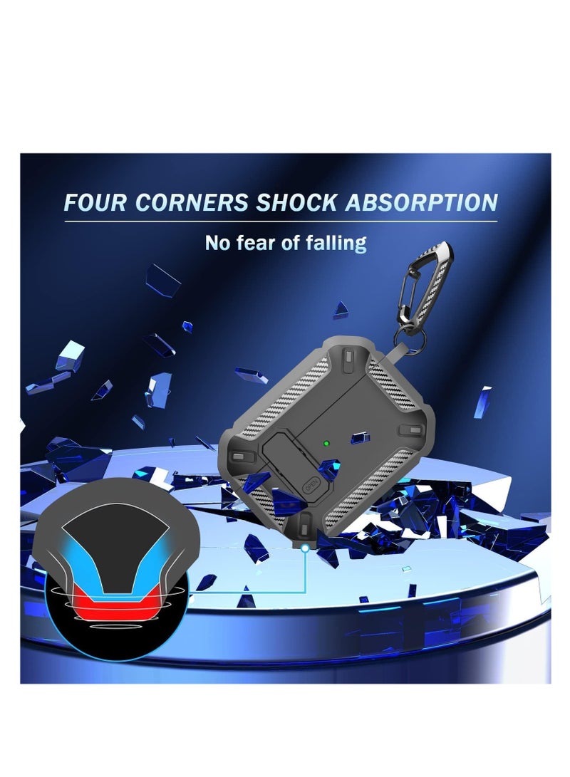 Airpods Pro 2 Case 2022, Airpods Pro 2 Locking Case with 3-in-1 Cleaning Tool, Drop-Proof Hard Case Rugged Shock Sleeve with Key Fob, Compatible with Apple Airpods Pro 2 2022 (Black/Gray) - Image 4