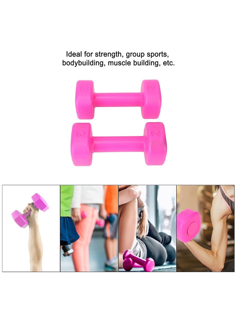 Dumbbells/Hand Weights Pair/Vinyl Coated Dumbbells for Home Gym, Exercise & Fitness Equipment Workouts/Strength Training/2Kg Dumbbells X 2 Pink Coated Dumbbells for Home Gym, Exercise & Fitness Equipment Workouts/Strength Training - Image 4