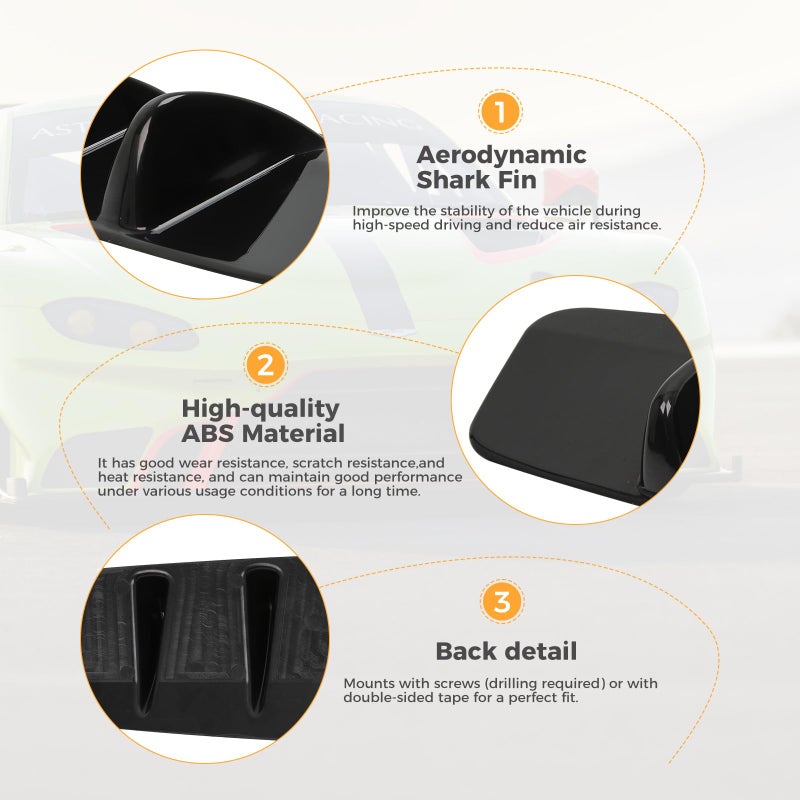 DREAMOTOR 33" Car Rear Bumper Lip, Universal Rear Diffuser Shark Fin Style Bumper, Wing Spoiler Splitter Spoiler, Compatible with Honda Civic Accord Volkswagen VW Jetta Audi A3 Ford Explorer Chrysler - Image 5