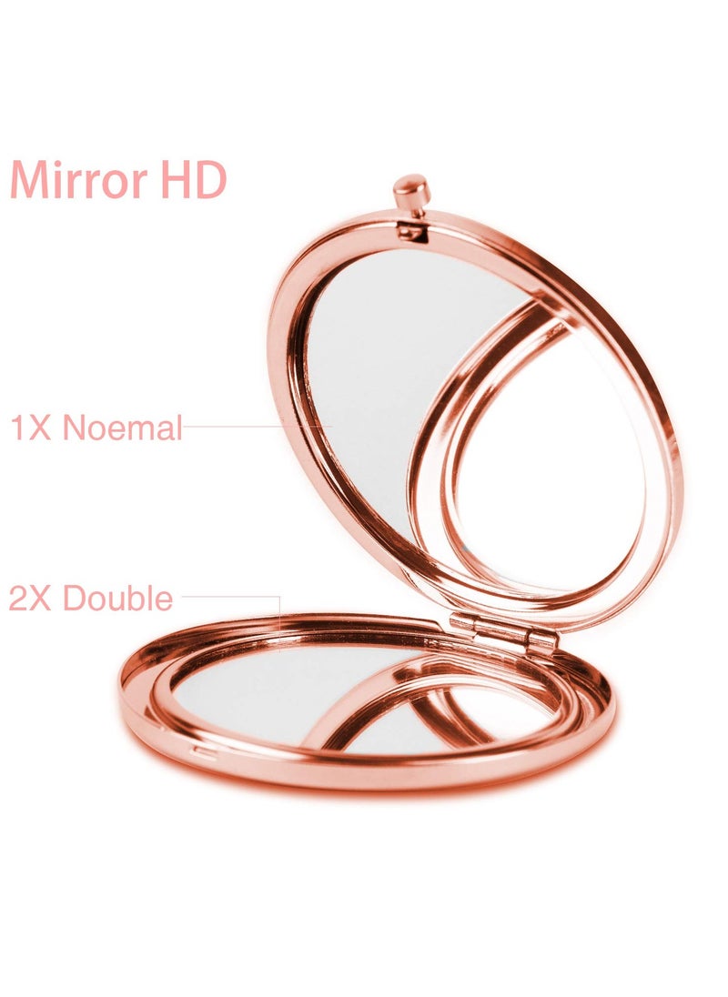 Dynippy - Dynippy Compact Mirror Rose Gold Makeup Mirror Folding Mini Pocket Mirror Portable Hand Mirror Double-Sided 2 x 1x Magnification for Woman Girls (A-Eiffel Tower) - Image 1