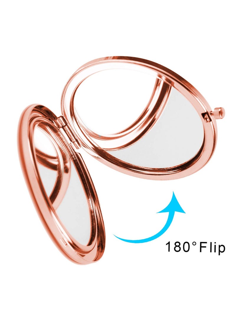 Dynippy - Dynippy Compact Mirror Rose Gold Makeup Mirror Folding Mini Pocket Mirror Portable Hand Mirror Double-Sided 2 x 1x Magnification for Woman Girls (A-Eiffel Tower) - Image 1