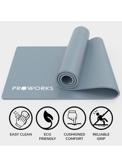 proworks Yoga Mat, Eco Friendly NBR, Non-Slip Exercise Mat with Carry Strap for Yoga, Pilates, and Gymnastics - 183cm x 60cm x 1cm - Gravity Grey  - Image 1
